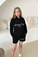 Mini Sunday club black embroidered hoodie